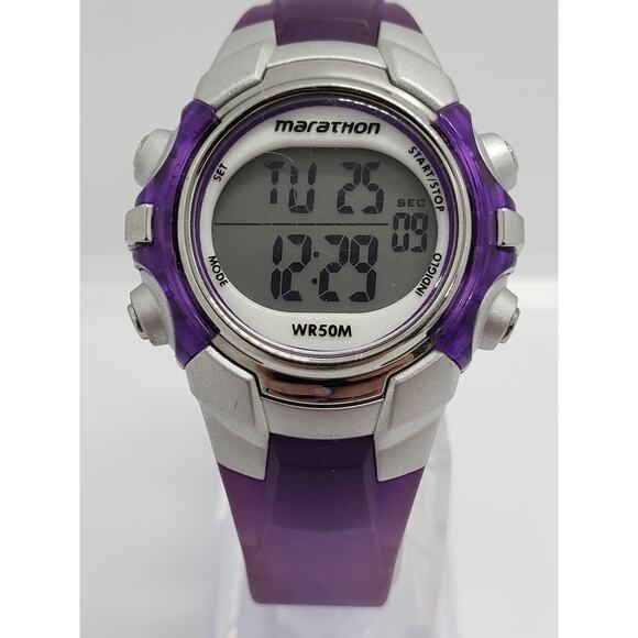 Marathon women's digital watchT5K916. Purple and silver face. Working watch - Picture 1 of 9